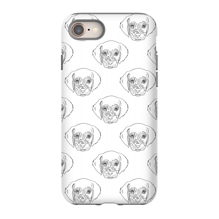 iPhone SE StrongFit Cute Gray Puppy Dog Hand Drawn Strokes Pattern by InovArts
