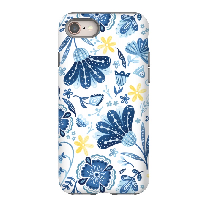 iPhone SE StrongFit Intricate Blue Floral by Noonday Design
