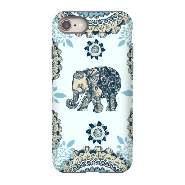 iPhone SE StrongFit Blue Floral Elephant  by Rose Halsey