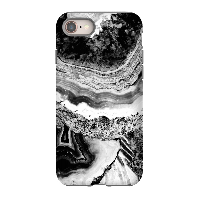 iPhone SE StrongFit Black and white geode marble art by Oana 