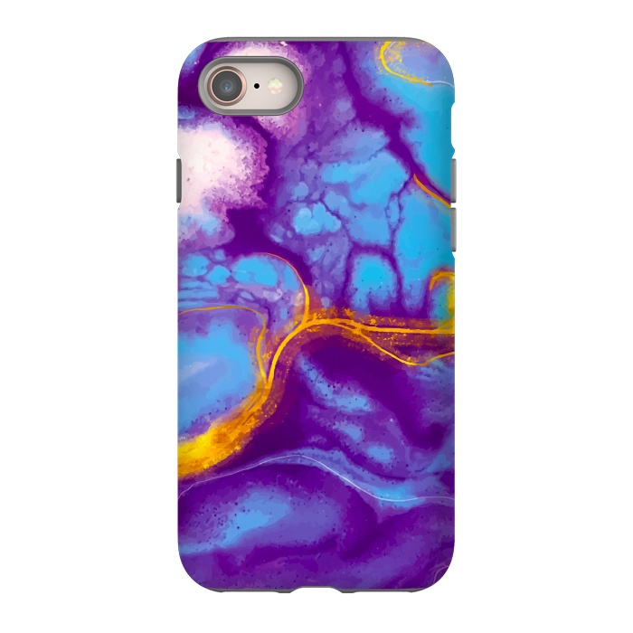 iPhone SE StrongFit blue purple gold marble by haroulita