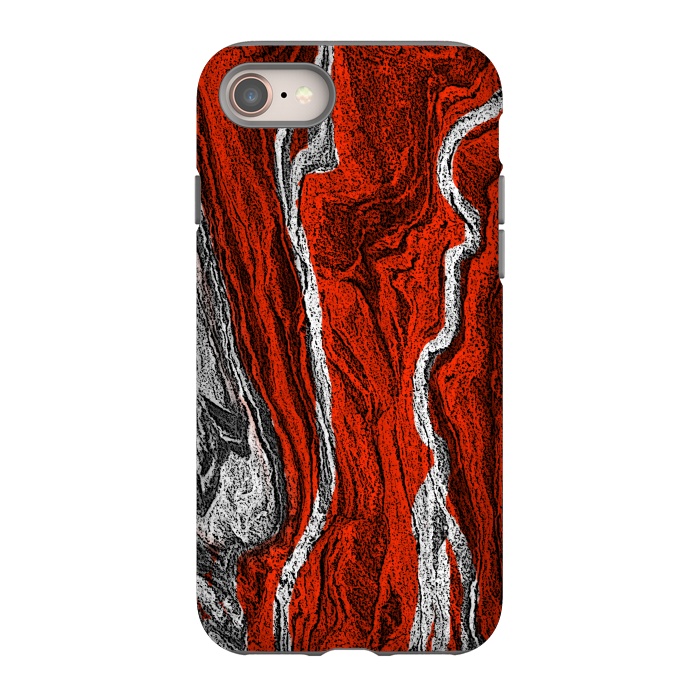 iPhone SE StrongFit Red and white marble texture design by Josie