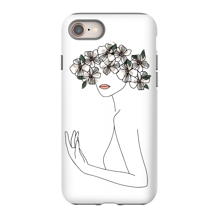 iPhone SE StrongFit Lineart - Nymph Girl Floral by DaDo ART