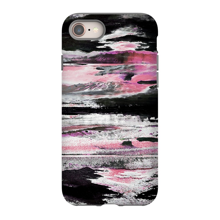 iPhone SE StrongFit Faded pink mountain sunset landscape by Oana 