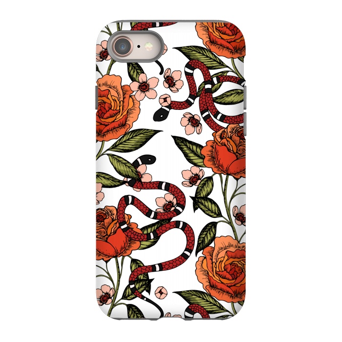 iPhone SE StrongFit Roses and snake. White pattern by Julia Badeeva