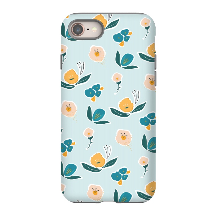iPhone SE StrongFit Blue Floral by Kimberly Senn | Senn & Sons