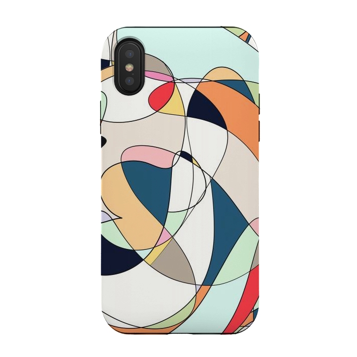 iPhone Xs / X StrongFit Modern Colorful Abstract Line Art Design by InovArts