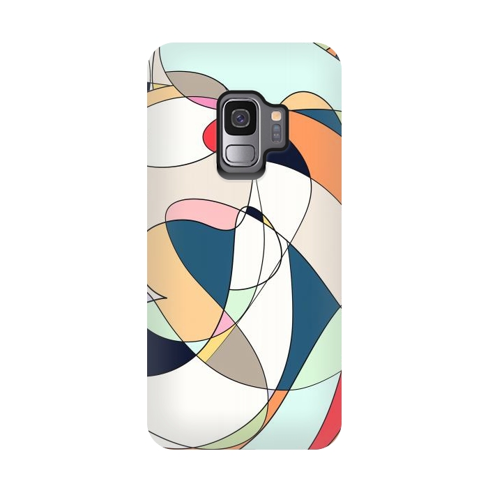 Galaxy S9 StrongFit Modern Colorful Abstract Line Art Design by InovArts