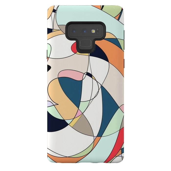 Galaxy Note 9 StrongFit Modern Colorful Abstract Line Art Design by InovArts