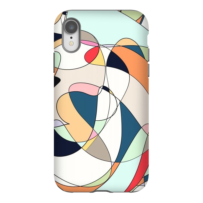 iPhone Xr StrongFit Modern Colorful Abstract Line Art Design by InovArts