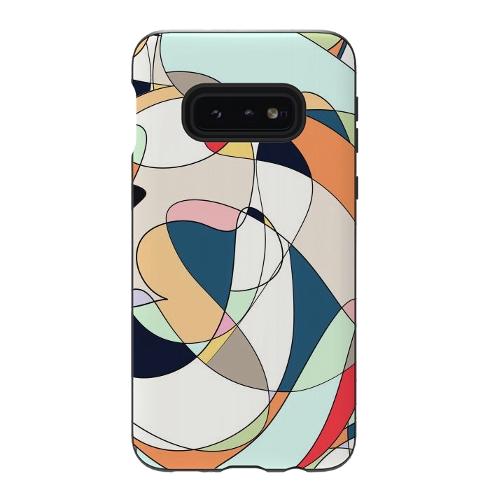 Galaxy S10e StrongFit Modern Colorful Abstract Line Art Design by InovArts