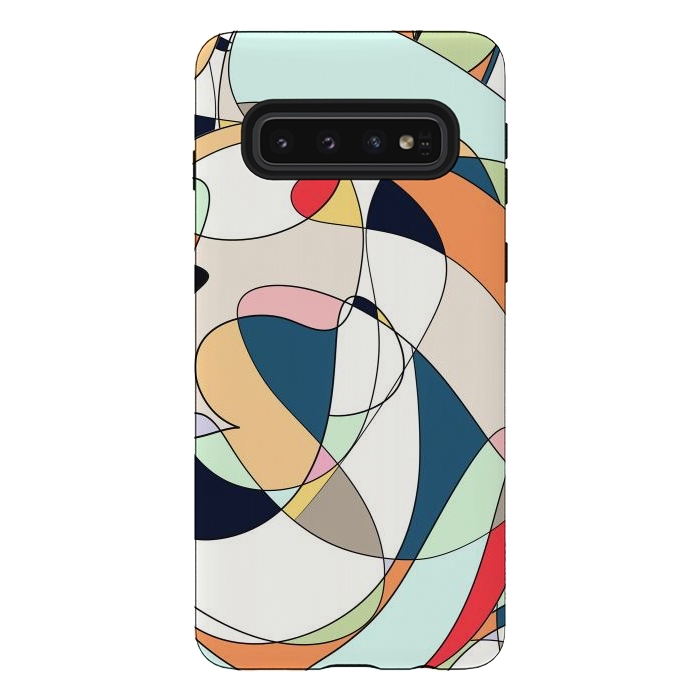 Galaxy S10 StrongFit Modern Colorful Abstract Line Art Design by InovArts