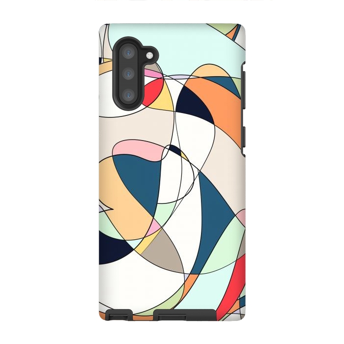 Galaxy Note 10 StrongFit Modern Colorful Abstract Line Art Design by InovArts