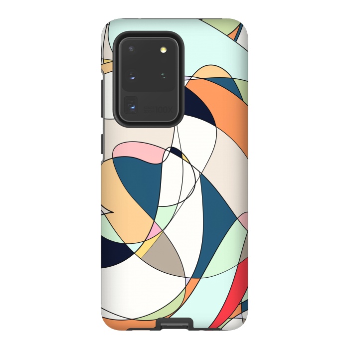 Galaxy S20 Ultra StrongFit Modern Colorful Abstract Line Art Design by InovArts