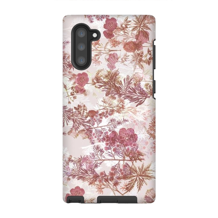 Galaxy Note 10 StrongFit Pastel pink botanical flower garden by Oana 