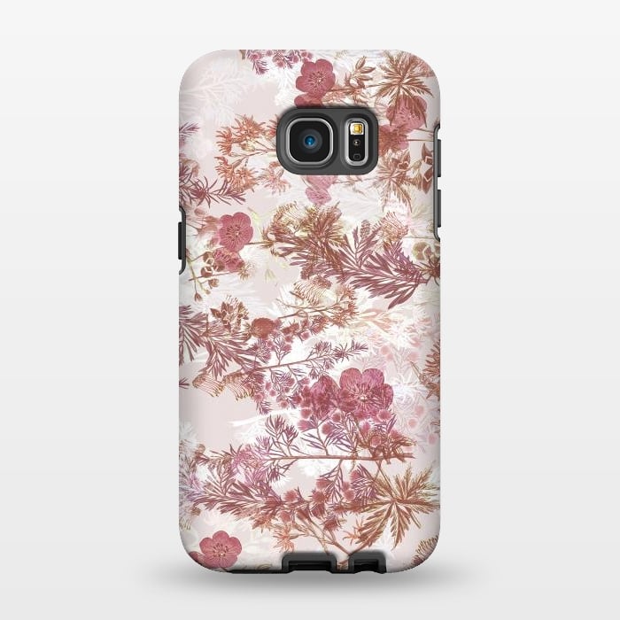 Galaxy S7 EDGE StrongFit Pastel pink botanical flower garden by Oana 