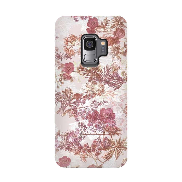 Galaxy S9 StrongFit Pastel pink botanical flower garden by Oana 