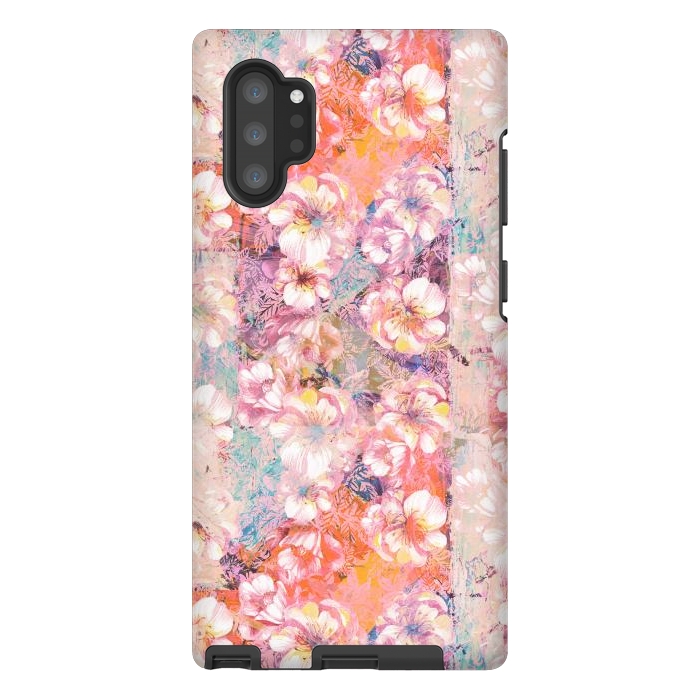 Galaxy Note 10 plus StrongFit Pink peach painted rose petals by Oana 