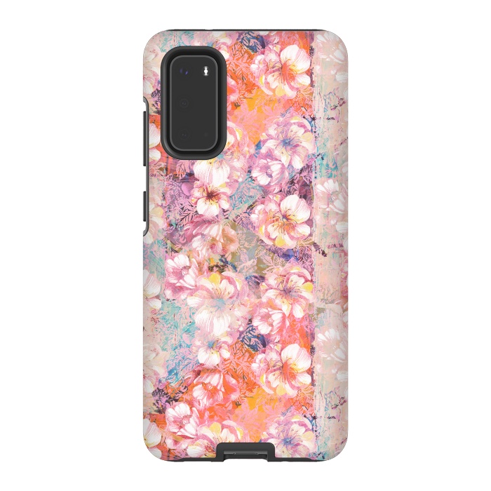 Galaxy S20 StrongFit Pink peach painted rose petals by Oana 