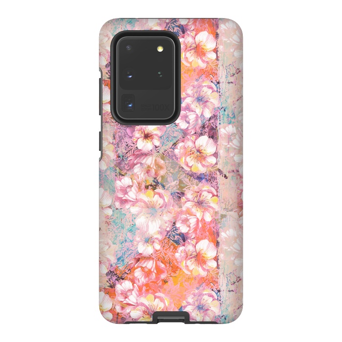 Galaxy S20 Ultra StrongFit Pink peach painted rose petals by Oana 