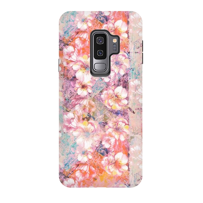 Galaxy S9 plus StrongFit Pink peach painted rose petals by Oana 