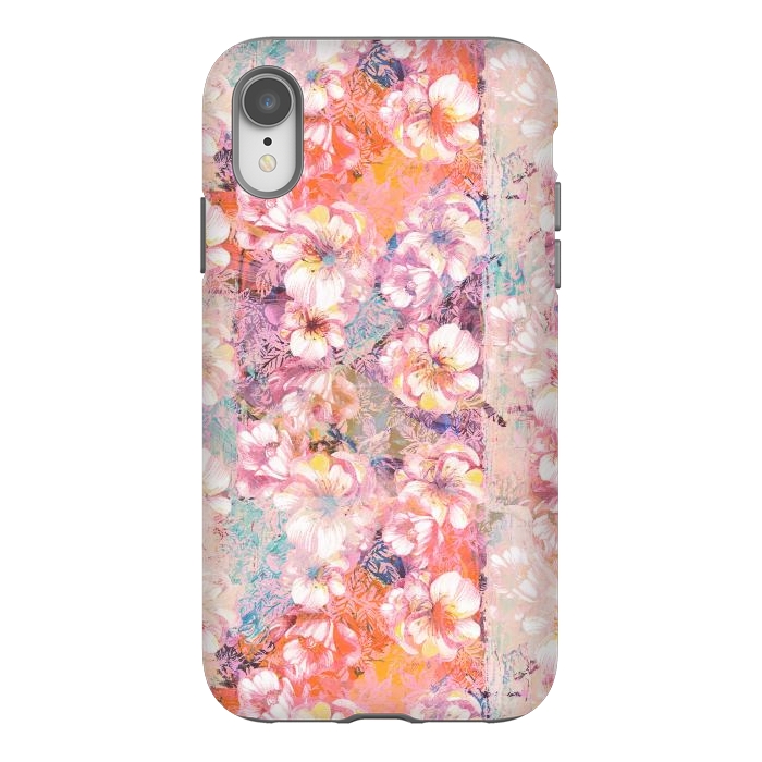iPhone Xr StrongFit Pink peach painted rose petals by Oana 