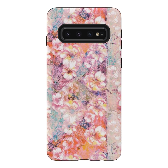 Galaxy S10 StrongFit Pink peach painted rose petals by Oana 