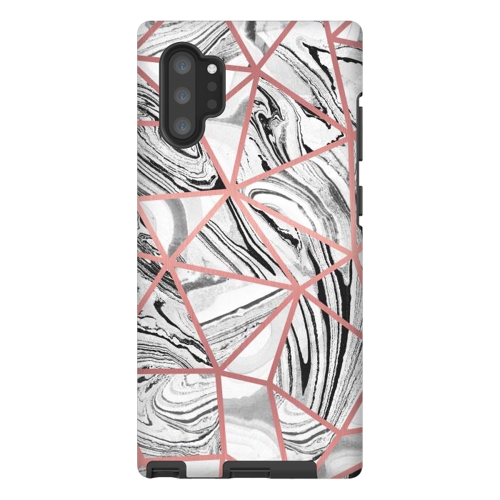 Galaxy Note 10 plus StrongFit Triangle geometric painted marble tiles with rose gold by Oana 