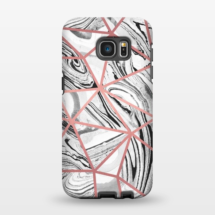 Galaxy S7 EDGE StrongFit Triangle geometric painted marble tiles with rose gold by Oana 