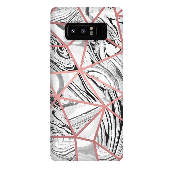 Galaxy Note 8 StrongFit Triangle geometric painted marble tiles with rose gold by Oana 