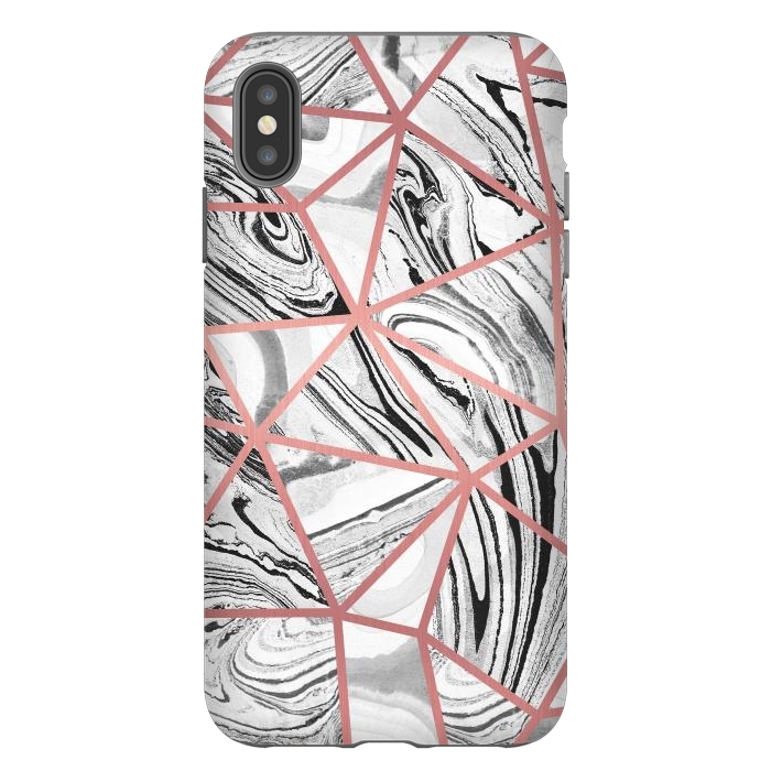 iPhone Xs Max StrongFit Triangle geometric painted marble tiles with rose gold by Oana 