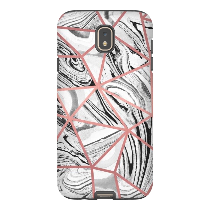 Galaxy J7 StrongFit Triangle geometric painted marble tiles with rose gold by Oana 