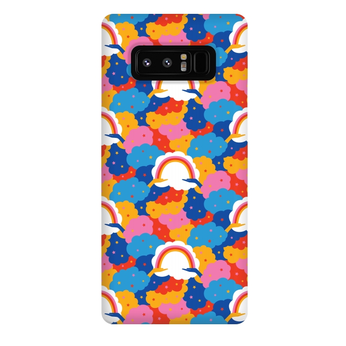 Galaxy Note 8 StrongFit Rainbows, clouds and hands, we're in this together in jewel tones by Portia Monberg