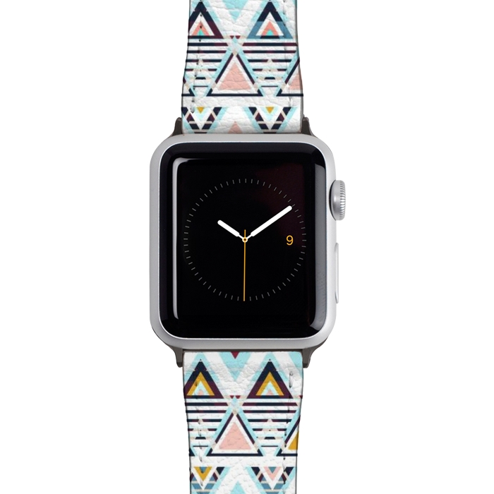 Watch 42mm / 44mm Strap PU leather Colorful ethnic tribal triangles by Oana 