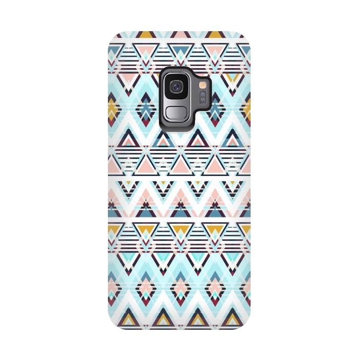 Galaxy S9 StrongFit Colorful ethnic tribal triangles by Oana 