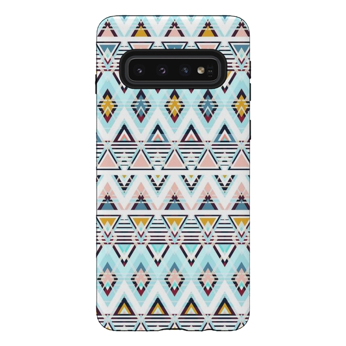 Galaxy S10 StrongFit Colorful ethnic tribal triangles by Oana 