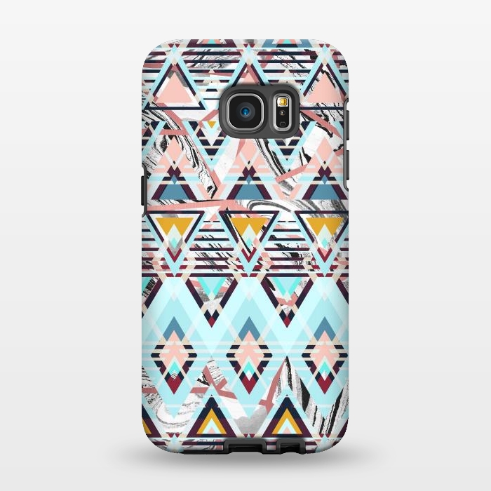 Galaxy S7 EDGE StrongFit Colorful brushed tribal triangles by Oana 