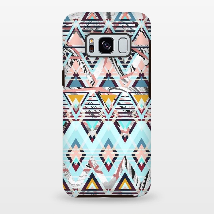 Galaxy S8 plus StrongFit Colorful brushed tribal triangles by Oana 