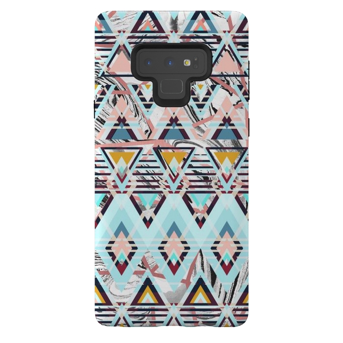 Galaxy Note 9 StrongFit Colorful brushed tribal triangles by Oana 