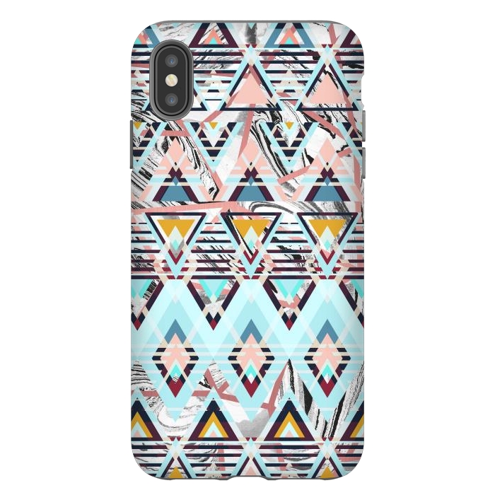 iPhone Xs Max StrongFit Colorful brushed tribal triangles by Oana 