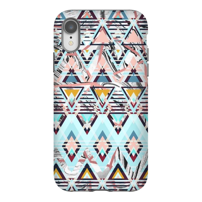 iPhone Xr StrongFit Colorful brushed tribal triangles by Oana 