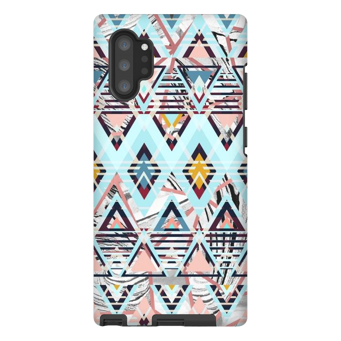Galaxy Note 10 plus StrongFit Colorful brushed tribal triangles by Oana 
