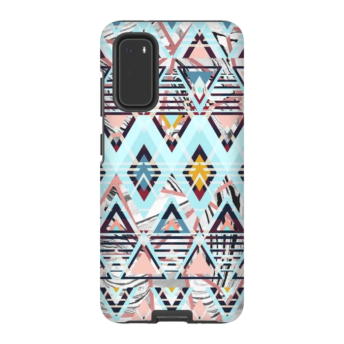 Galaxy S20 StrongFit Colorful brushed tribal triangles by Oana 