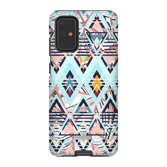 Galaxy S20 Plus StrongFit Colorful brushed tribal triangles by Oana 