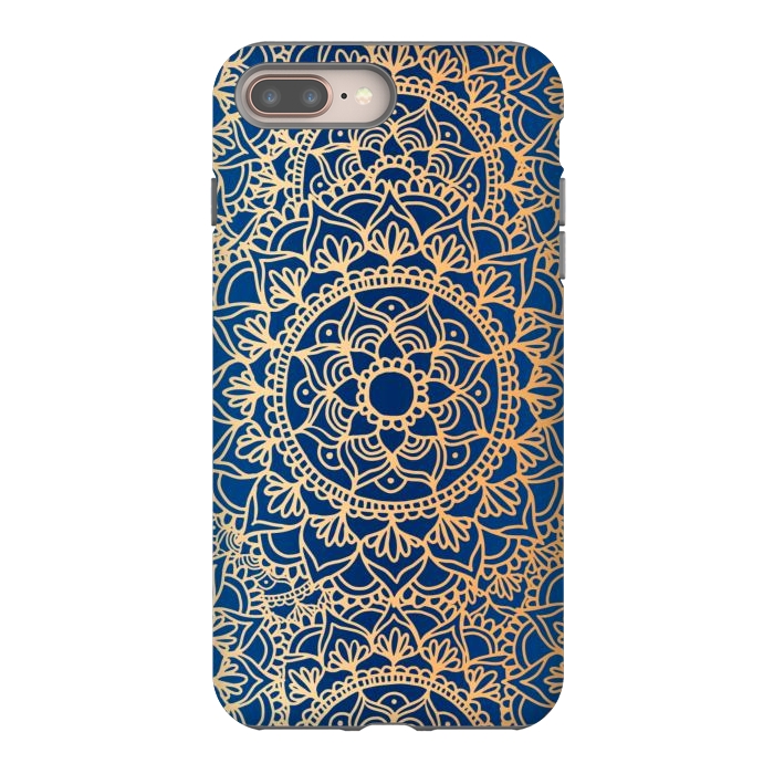 iPhone 7 plus StrongFit Blue and Yellow Mandala Pattern by Julie Erin Designs