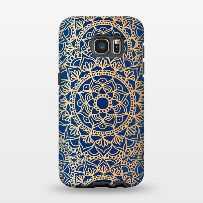 Galaxy S7 EDGE StrongFit Blue and Yellow Mandala Pattern by Julie Erin Designs