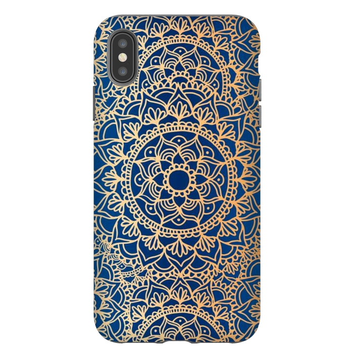 iPhone Xs Max StrongFit Blue and Yellow Mandala Pattern by Julie Erin Designs