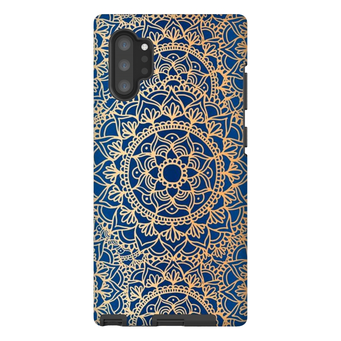 Galaxy Note 10 plus StrongFit Blue and Yellow Mandala Pattern by Julie Erin Designs