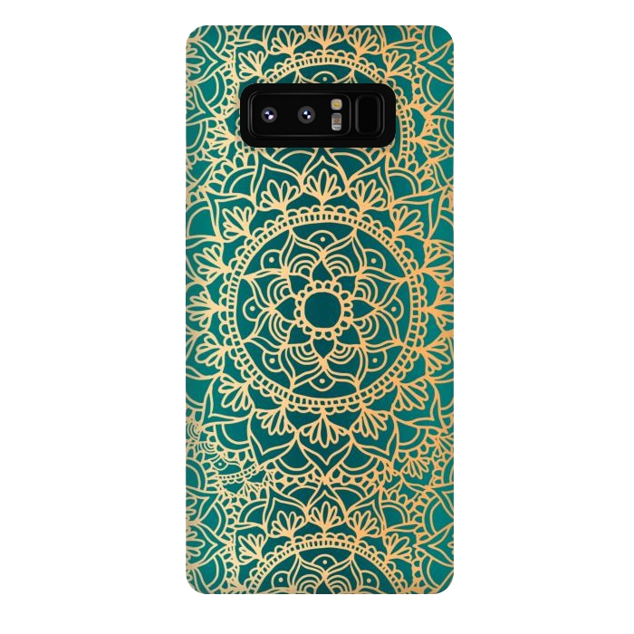 Galaxy Note 8 StrongFit Teal Green and Yellow Mandala Pattern by Julie Erin Designs