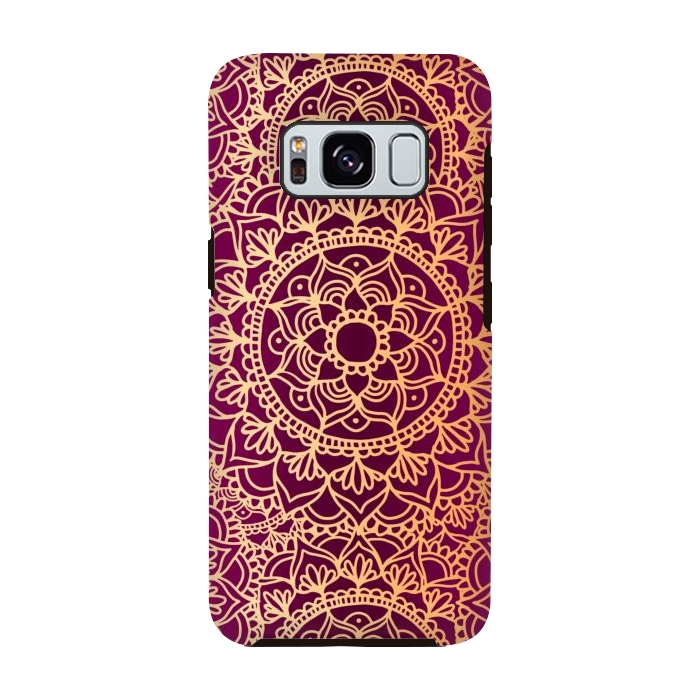 Galaxy S8 StrongFit Pink and Yellow Mandala Pattern by Julie Erin Designs